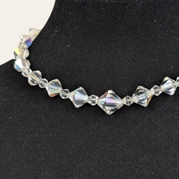 Vintage Short Bicone AB Crystal Necklace - Picture 3 of 5